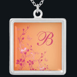 Rosa und orangefarbene Mit Monogramm Fußketten Versilberte Kette<br><div class="desc">Diese orangefarbene und rosa Blumenhalskette mit Schmetterlingen und Monogramm passt zu der unten gezeigten Hochzeitseinladung und würde ein hübsches Geschenk der Brautjungfrau,  Trauzeugin und Blume Geschenk machen. Ändern Sie einfach das "B" zu dem,  was Sie brauchen.</div>