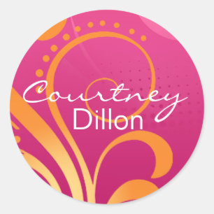 Rosa und orangefarbene Party Runder Aufkleber