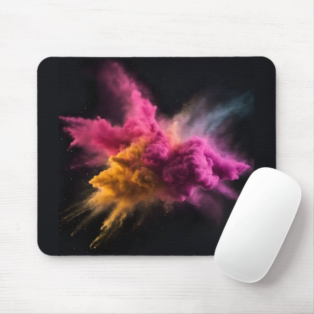 Rosa und orangefarbene Pulverblase Mousepad (Mit Mouse)