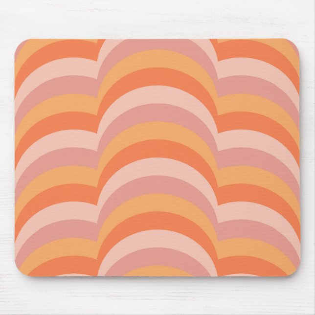 Rosa und orangefarbene Retro-Muster Mousepad (Vorne)