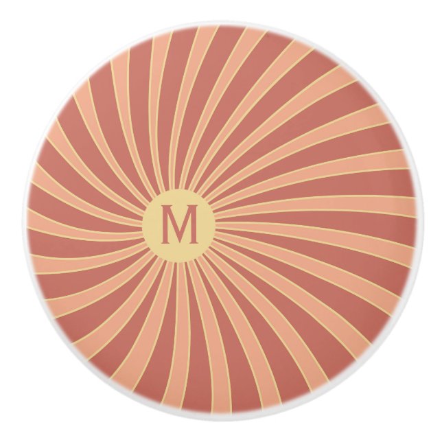 Rosa und orangefarbene Retrodesign Keramikknauf (Vorderseite)