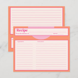 Rosa und orangefarbene Rezeptkarte