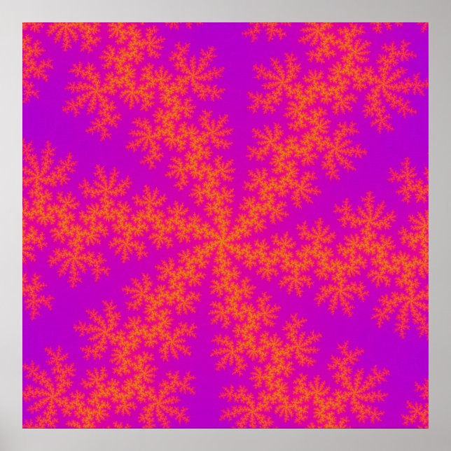 Rosa und orangefarbene Schneeflocke Poster (Vorne)