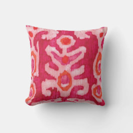 Rosa und orangefarbene Tribal Ikat Kissen