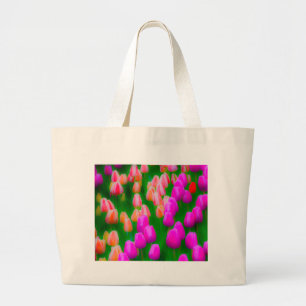Rosa und orangefarbene Tulpenmuster Jumbo Stoffbeutel