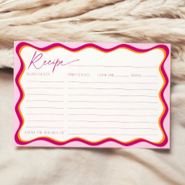 Rosa und orangefarbene wavy-Rezept-Karte des Braut Einladung