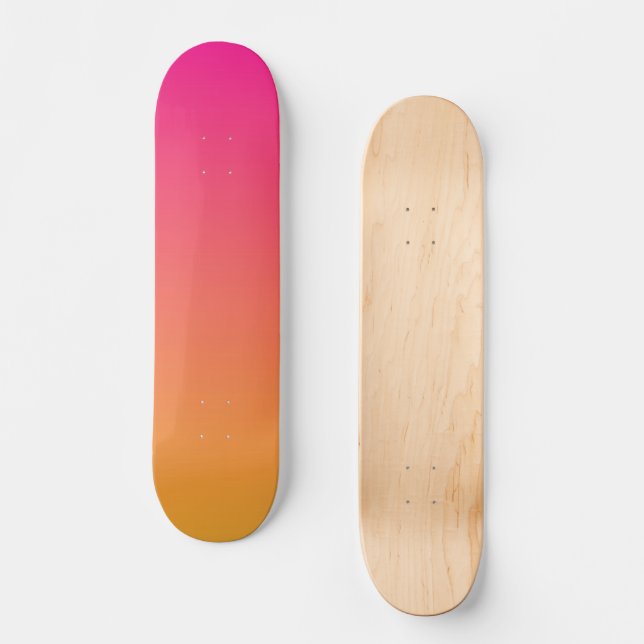 Rosa und orangefarbener Farbverlauf Skateboard (Vorderseite)