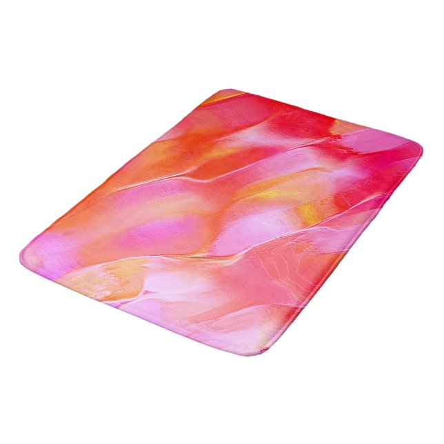 Rosa und orangefarbener Fels Badematte (Schrägansicht)