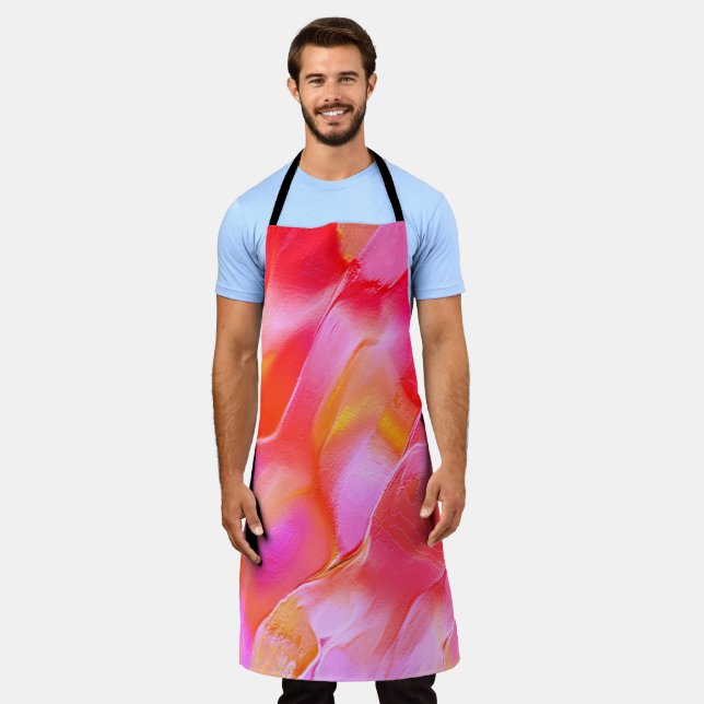 Rosa und orangefarbener Fels Schürze (Getragen)