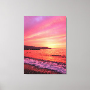 Rosa und orangefarbener Himmel schöner Sonnenunter Leinwanddruck