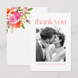 Rosa und orangefarbenes Foto Dankeskarte