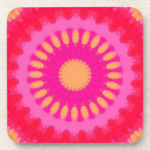 Rosa und orangefarbenes Mandala Getränkeuntersetzer