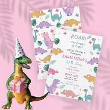 Rosa und Pastell-Farben Mädchen Dinosaurier-Geburt