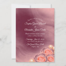 Rosa und Perlen Hochzeitseinladung