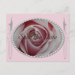 Rosa und Perlen Save the Date Design Ankündigungspostkarte