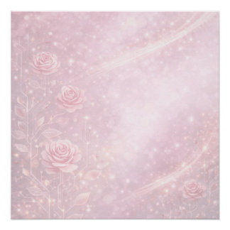 Rosa- und Perlgrau Blüten AI-Kunst  Poster