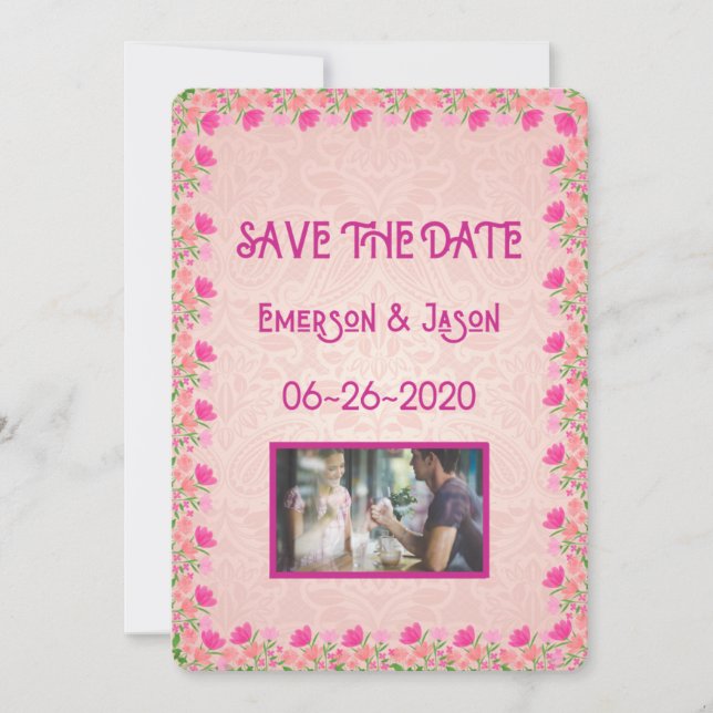 Rosa und Pfirsich #2 Save The Date (Vorderseite)