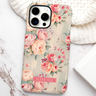 Rosa und Pfirsich - Florales Design mit individuel iPhone 16 Pro Max Hülle