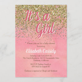 Rosa-und Pfirsich-Glitzer besprühen Baby-Dusche Einladung