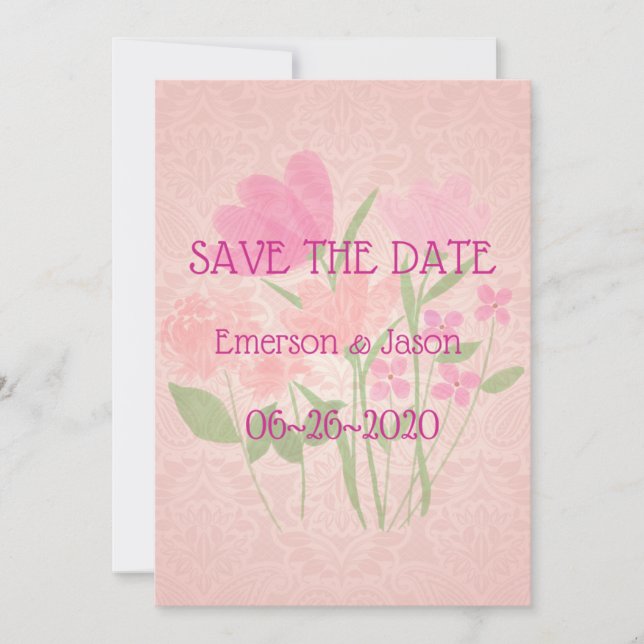 Rosa und Pfirsich Nr. 6 Save The Date (Vorderseite)