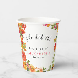 Rosa und pfirsiche Aquarellblumen Pappbecher