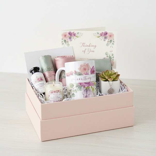 Rosa und pfirsiche Aquarellblumen personalisiert Kaffeetasse (Von Creator hochgeladen)