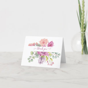 Rosa und pfirsichfarbene aquarellisierte florale p dankeskarte
