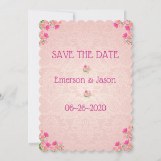 Rosa und pfirsichfarbene Scallope Save The Date