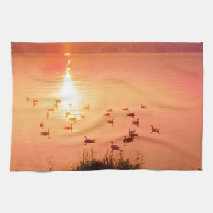 Rosa und pfirsichfarbene Seeufer Geschirrtuch