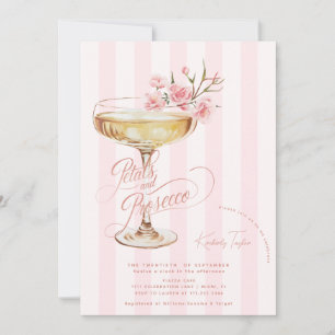 Rosa und Prosecco Rosa Florale Hochzeitsdusche Einladung