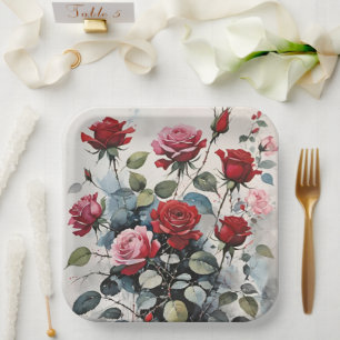 Rosa und rosa, leafy, lange Steppe Pappteller