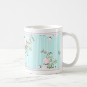 Rosa und rosa Rosen der Shabby ChicblumenTasse Kaffeetasse