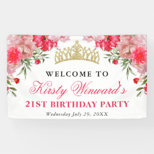 Rosa und rosafarbene Sommerblumen Geburtstag Banner