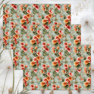 ROSA UND ROSAFARBENE STOCKROSEN GESCHENKPAPIER BOG SET