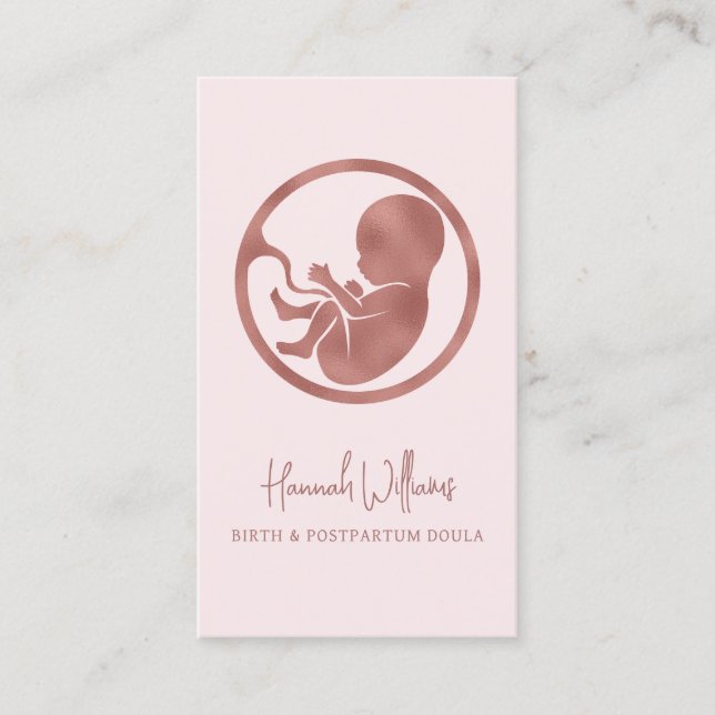 Rosa und Rose Gold Birth & Postpartum Doula Visitenkarte (Vorderseite)