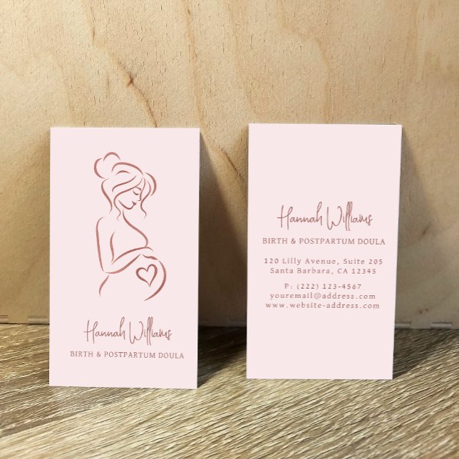 Rosa und Rose Gold Birth & Postpartum Doula Visitenkarte (Von Creator hochgeladen)