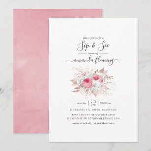 Rosa und Rose Gold Blumensippe und Siehe Einladung