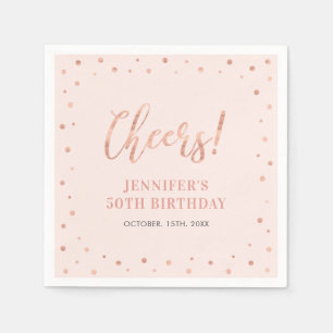 Rosa und Rose Gold Confetti Adult Birthday Party Serviette