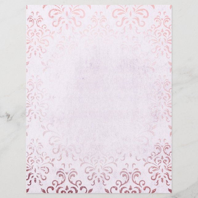 Rosa und Rose Gold Damask Scrapbook Papier (Vorderseite)