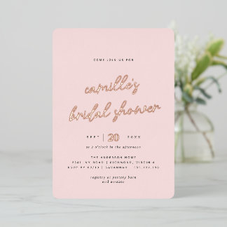 Rosa und Rose Gold | Einfaches Brautparty Folieneinladung