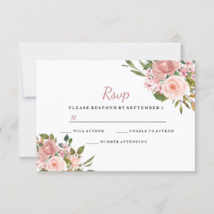 Rosa und Rose Gold Flora Elegantes Hochzeitsslima RSVP Karte