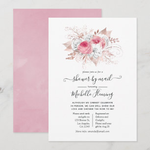 Rosa und Rose Gold Floral Baby Dusche per Mail Einladung