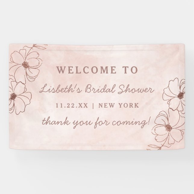 Rosa und Rose Gold Foil Brautparty Willkommen Banner (Horizontal)