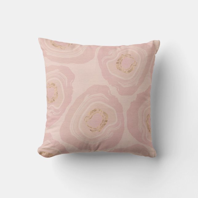 Rosa und Rose Gold Geodes Throw Kissen (Vorderseite)