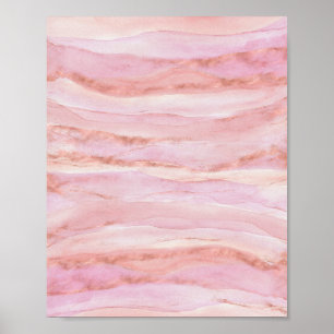 Rosa und Rose Gold Layers Aquarellmalerei Poster