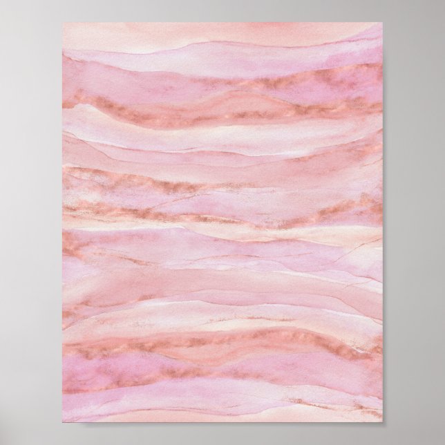Rosa und Rose Gold Layers Aquarellmalerei Poster (Vorne)