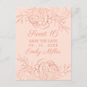 Rosa und Rose Goldene Kunst Save the Date Ankündigungspostkarte