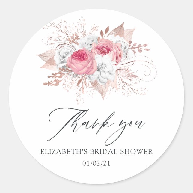 Rosa und Rose Goldenes Brautparty Runder Aufkleber (Vorderseite)