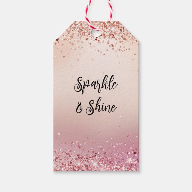 Rosa und Rose Sparkle Ombre Geschenkanhänger (Vorderseite)