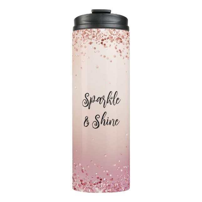 Rosa und Rose Sparkle Ombre Thermosbecher (Vorderseite)